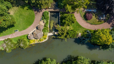 Vue aérienne de l'Eure et du parc des bords de l'Eure